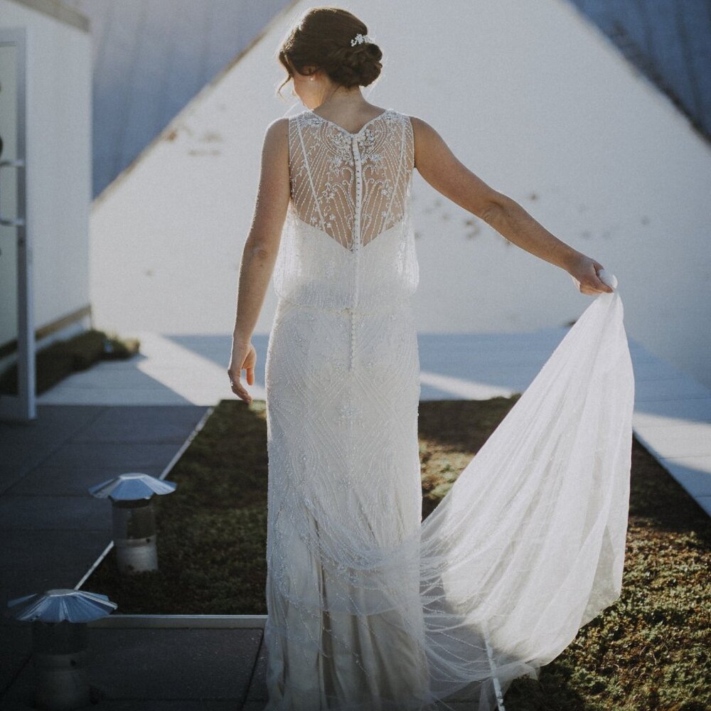 BHLDN Jacinda Wedding Gown Size 4, 6, 8 NEW Art Deco 1920's Beaded - Picture 8 of 13